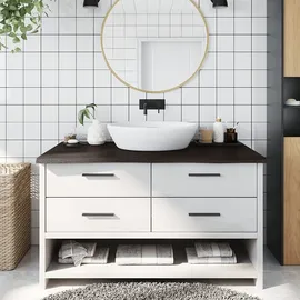 vidaXL Waschtischplatte Dunkelgrau 200x60x6 cm Massivholz Behandelt