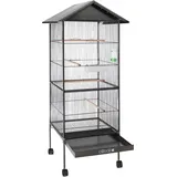 Deuba - cadoca® Vogelvoliere Schmutzschublade indoor outdoor Vogelkäfig Vogelbauer Vogelhaus Voliere mit Zubehör rollbar versch. Größen Voliere mit