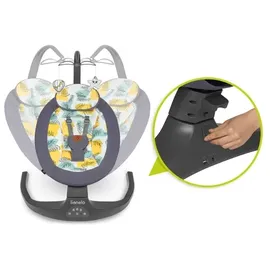 lionelo - Babywippe mit Melodie RALF 4xAA Betongrau + Fernbedienung - Grau/Gelb