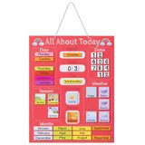 Navaris Kalender Tafel für Kinder - Lerntafel Jahreszeiten Uhr - Magnet Spiel Lernuhr - Kinderkalender Jahreskalender - magnetisch - rot