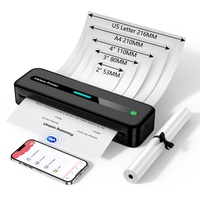 ASprink Mobiler Drucker, M832 Bluetooth Thermodrucker für A4/110mm/80mm/53mm/US-Letter Thermopapier, Drucker Klein Kompakt für Android und iOS - Schwarz