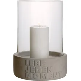 räder Windlicht Lebe jeden Moment Glas Grau