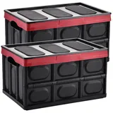 Yorbay 2 Stück 55L Profi Klappbox Transportbox Aufbewahrungsbox mit Deckel und Handgriff aus Kunststoff Mehrweg 53x36x29 cm (55L, Schwarz)