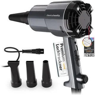 chemicalworkz Dryer 1.5PS Premium Auto Lacktrockner, 1300W Elektrische Staubgebläse, Druckluftspray, Laubbläser, Luftdruckspray, Druckluft Compressed Air Duster, Reinigungsset für Auto, Haus & Garten