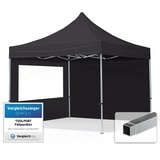 TOOLPORT Faltpavillon 3 x 3 m inkl. 2 Seitenteile 100% wasserdicht schwarz