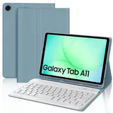 WAVATA Tastatur für Samsung Galaxy Tab A11 8.7 Zoll 2025/A9 2023, Hülle mit Tastatur für Samsung Tab A11 Magnetische Bluetooth Abnehmbare QWERTZ Layout, Blau