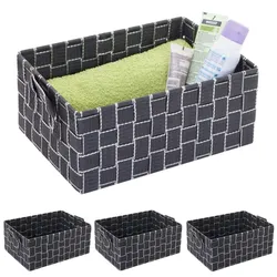 Mendler 4er-Set Aufbewahrungskorb HWC-C37, Dekokorb Korb Körbchen Aufbewahrung Regalkorb Deko 12x28x20cm ~ dunkelgrau