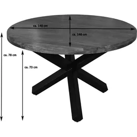 Sam Esszimmertisch rund 140 cm Mangoholz Natur Silber RUNIS