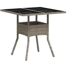 vidaXL Gartentisch mit Glasplatte 80 x 80 x 75 cm Hellgrau