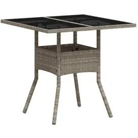 vidaXL Gartentisch mit Glasplatte 80 x 80 x 75 cm Hellgrau