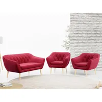 MKS MÖBEL Sofa PIRS 2 1 1, Pirs Loungesofa und Zwei Sessels, Moderne Sofa Set, Skandinavische Deko rot