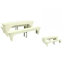vidaXL Dreiteiliges Schonbezug-Set für Biertisch/Bänke Stretch Creme
