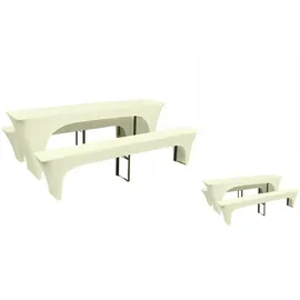 vidaXL Dreiteiliges Schonbezug-Set für Biertisch/Bänke Stretch Creme