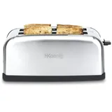 h.koenig TOAS28 Toaster/Langschlitztoaster mit extra breitem Schlitz / 7 Wärmestufen / 3 Funktionen - Grau/Schwarz