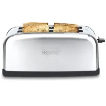h.koenig TOAS28 Toaster/Langschlitztoaster mit extra breitem Schlitz / 7 Wärmestufen / 3 Funktionen - Grau/Schwarz
