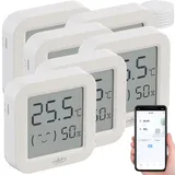 Infactory 6er-Set Mini-Thermo-/Hygrometer, Komfort-Anzeige, LCD, Bluetooth, App