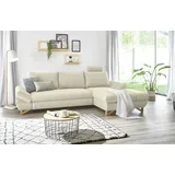 furn.design Ecksofa in beige Struktur-Stoff Sofa mit Bettfunktion und Stauraum 284 cm Skalm