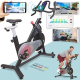 maxVitalis Heimtrainer Fahrrad mit magnetischem Widerstand, Ergometer Indoor Bike, Hometrainer Fitnessbike Zuhause mit 10kg Schwungrad, Riemenantrieb, Bluetooth und Pulssensoren für Heimtraining