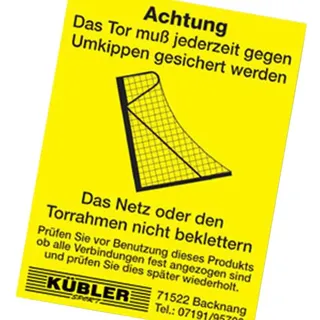 Sicherheitsaufkleber Kippgefahr von Fußballtoren, 10er-Set - Gelb