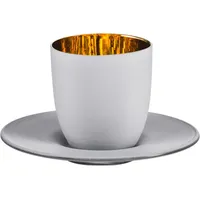 Eisch Cosmo Gold/Weiß Glas Espressotasse mit Untertasse