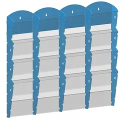 Wand-Plastikhalter für Prospekte - 4x4 A4, blau