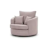 S-Style Drehsessel Ted Cord 107 x 94 cm rosa/pink mit Kissen
