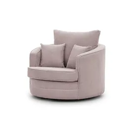 S-Style Drehsessel Ted Cord 107 x 94 cm rosa/pink mit Kissen