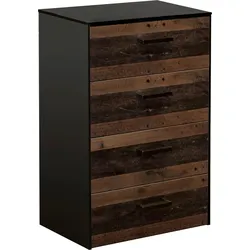 Kommode MÄUSBACHER "Texas", schwarz (schwarzstahl, texas oak), Sideboards, Breite 60 cm