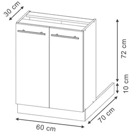 Vicco Kochinsel Fame-Line 60 x 60 x 82 cm Goldfarben