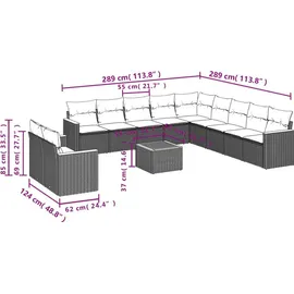 vidaXL Gartensofa-Set 12-tlg. grau
