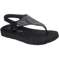 SKECHERS Meditation New Moon Zehentrenner, Black Mitobuck/Smoke Rhinestone, 37 EU