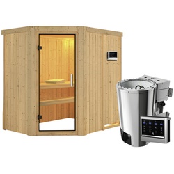 KARIBU Sauna »Wenden«, inkl. 3.6 kW Saunaofen mit externer Steuerung, für 3 Personen - beige