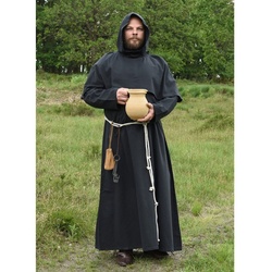 Battle Merchant Wikinger-Kostüm Mönchskutte Benedikt aus Baumwolle, schwarz schwarz 54 – XXL