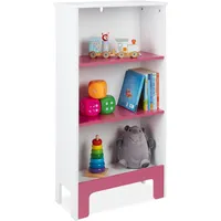 Relaxdays Kinderregal Relaxdays 91 x 48 x 24 cm MDF weiß rosa