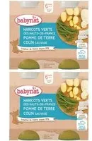 Babybio HARICOTS VERTS DES HAUTS-DE-FRANCE POMME DE TERRE COLIN SAUVAGE dès 6 mois 2x400 g