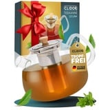 CLIDOR ® - 1,5L Teekanne mit Siebeinsatz (verstärkte Glasdicke) I inkl. Feinmaschigem Edelstahl Sieb ideal für Kräuter I Teekanne mit Sieb - Robuste Teekanne Glas mit Siebeinsatz