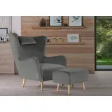 Home Affaire »Telford auch in Fellimitat, Sessel B/T/H: 77/92/106 cm«, wahlweise und ohne Hocker, in vielen Bezugsqualitäten, grau