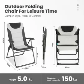 HOMECALL Campingstuhl Hochlehner Schwarz/Weiß