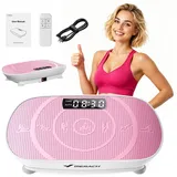 MERACH Vibrationsplatte Mini-Vibrationsplattform mit LED-Display, 100 W, 10 Intensitätsstufen, mit Fernbedienung, für Ganzkörpertraining zu Hause, bis 150 kg rosa