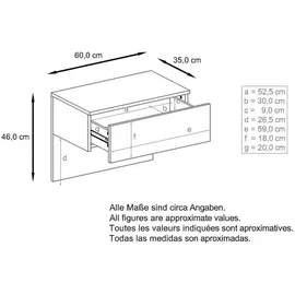 Vladon Nachtschrank Sleep 60 x 46 x 35 cm Grau
