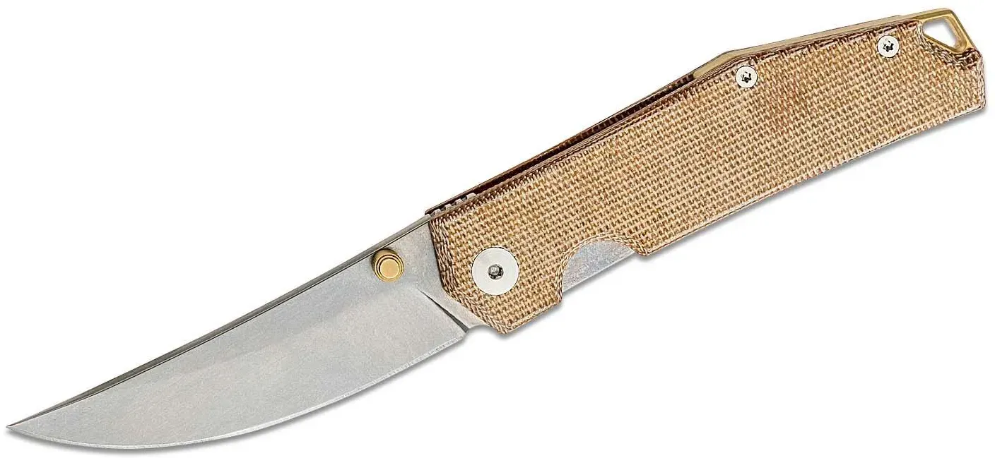 Giant Mouse GM-CLYDE-NAT-MICARTA-BRASS Ace Clyde Natural Canvas Brass Backspacer thumb stud