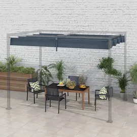 Outsunny Ersatzdach für 2,85 x 2 m Pergola, wasserabweisend einziehbar Welle Überdachung mit Regenabflusslöchern, UV-Schutz 30+, winterfest Schattenabdeckung