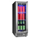Klarstein Beerlager 56 Getränkekühlschrank, 56 Liter, 20 Flaschen, Unterbaufähig, 82 cm Höhe, Glastür mit Edelstahlrahmen, 3 Einschübe, Temperatur: 0-10 °C, Touch-Bedienfeld, schwarz
