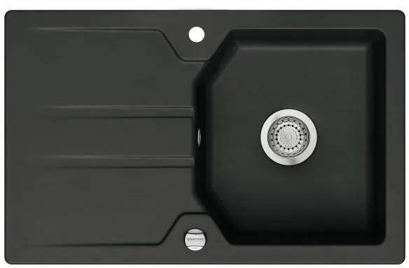 Systemceram Solva 80 - Keramik Einbauspüle mit 5 Jahre Garantie, Nigra, 50220287, ca. 80 x 51 cm