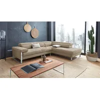 W.SCHILLIG Ecksofa finn, toller Sitzkomfort, L-Form, hochwertige Verarbeitungsdetails, German Design Award 2016, Fußgestell Chrom glänzend, Breite 281 cm braun
