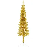 vidaXL Künstlicher Halb-Weihnachtsbaum mit Ständer Schlank Gold 150 cm