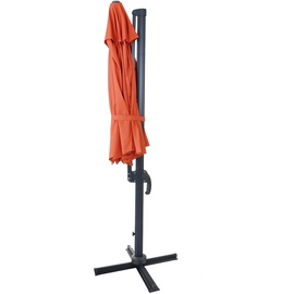 Mendler Gastronomie-Ampelschirm HWC-A96, Sonnenschirm, rund Ø 3m Polyester Alu/Stahl 23kg ~ terracotta ohne St√§nder