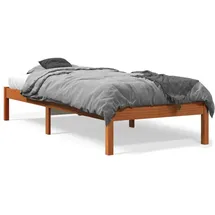 vidaXL Massivholzbett 90 x 200 cm Wachsbraun