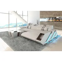 Sofa Dreams Ecksofa Ledersofa Apollonia L Form Leder Sofa Ledercouch, Couch, mit LED, wahlweise mit Bettfunktion als Schlafsofa, Designersofa beige|braun|gelb