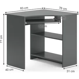 Vicco Eckschreibtisch Odin Anthrazit 83 x 76 cm,